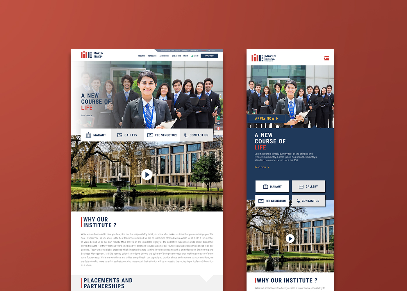 Website designing for MILE Institute